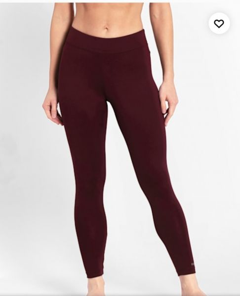 Jockey Women's Microfiber Elastane Stretch Perfomance Leggins With Broad Waistband and Stay Dry Technology Wine Testing