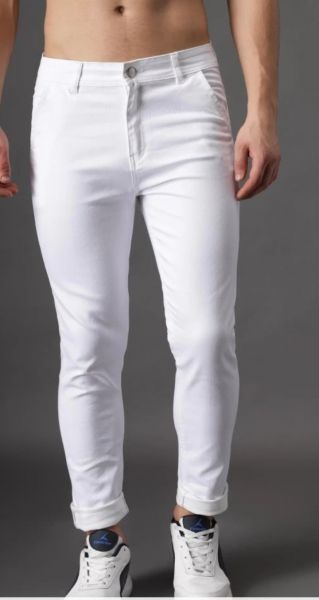 Men white casual jeans ankel fit