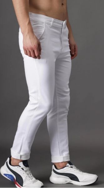 Men white casual jeans ankel fit