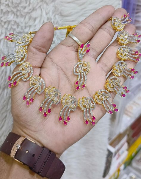 Pink and white stone jewellery 