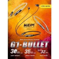KDM G1-BULLET 35 hours of music timeStereo Sound Wireless Bluetooth Headset Silver, In the Ear