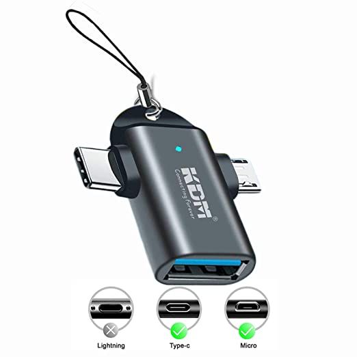 KDM 2 in 1 Type C and Micro OTG to USB High Speed Data Transfer for Laptop Mobiles USB Adapter