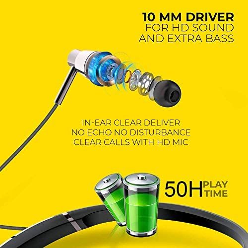 KDM  A2 50 h music time Bluetooth Neckband Sport in-Ear with 50 Hours of Music Playtime with mic