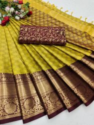 New Launching Catalogue Mahek Fabric Aura Silk Work Heavy Zari Weaving Banarasi Design With Embossed Design