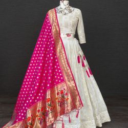 Lehenga Choli  White and pink