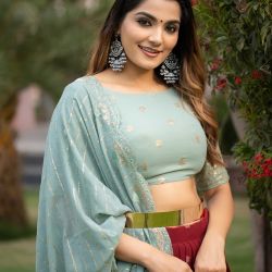 Lehenga choli Maroon and Sky color
