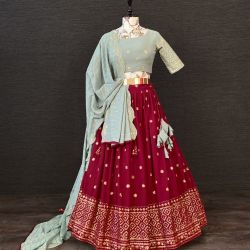 Lehenga choli Maroon and Sky color