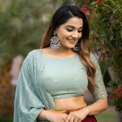 Lehenga choli Maroon and Sky color