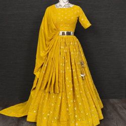 Lehenga Choli  Yellow Gold Shadow