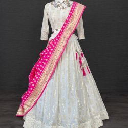 Lehenga Choli  White and pink
