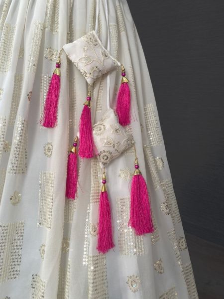 Lehenga Choli  White and pink