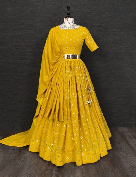 Lehenga Choli  Yellow Gold Shadow