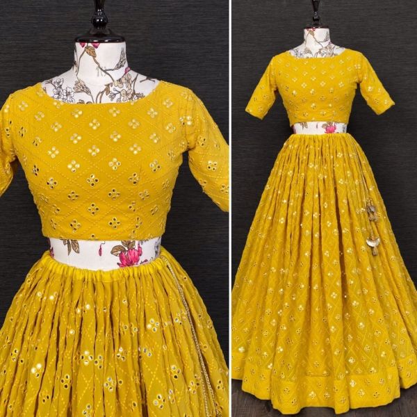 Lehenga Choli  Yellow Gold Shadow