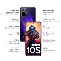 Redmi Note 10S (Cosmic Purple, 6GB RAM, 128GB Storage)